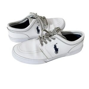 Polo Ralph Lauren Men's Faxon White Leather Sport Fashion Sneaker Size 9.5 D